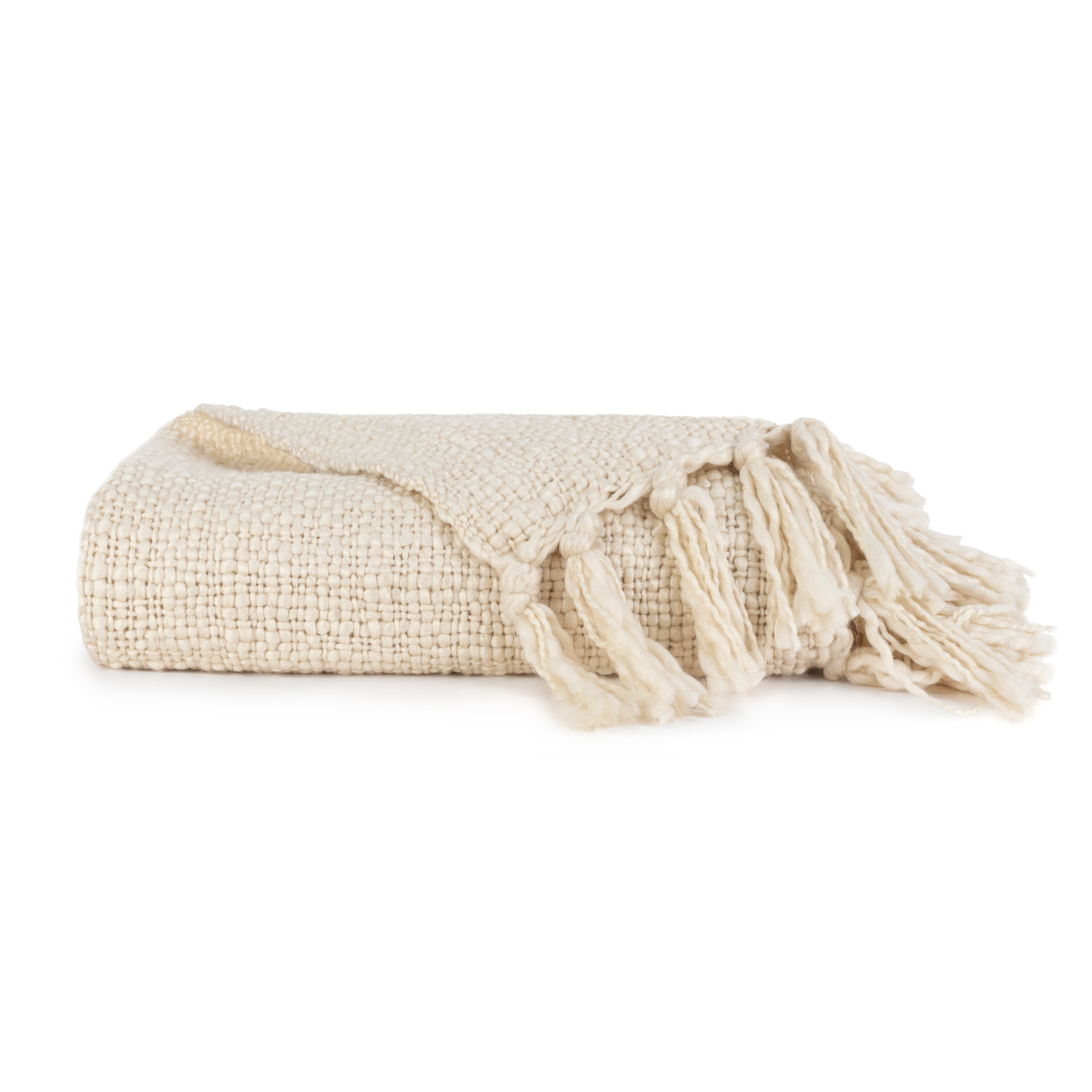 Noble Linens Slub-Yarn Throw Blanket, Natural, Standard Throw