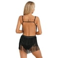 thumbnail image 2 of iEFiEL Womens Rhinestone Tassels Latin Dance Dress Tango Fringed Leotard Dress Black S, 2 of 7