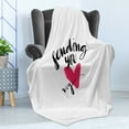 thumbnail image 4 of Love Soft Flannel Fleece Throw Blanket, Ink Brush Hand Lettering Sending You My Heart Modern Calligraphic Design, Cozy Plush for Indoor and Outdoor Use, 50" x 70", Hot Pink Black White, by Ambesonne, 4 of 5