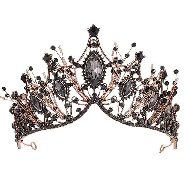 Tiaras y coronas de boda góticas con diamantes de imitación y corona de reina para novia, diadema de cristal hecha a mano para mujer, accesorios para el cabello para bodas, Halloween, ferias,