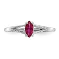 thumbnail image 5 of 14K White Gold Ring Band with Stones (07) July Ruby Marquise Red, 5 of 5