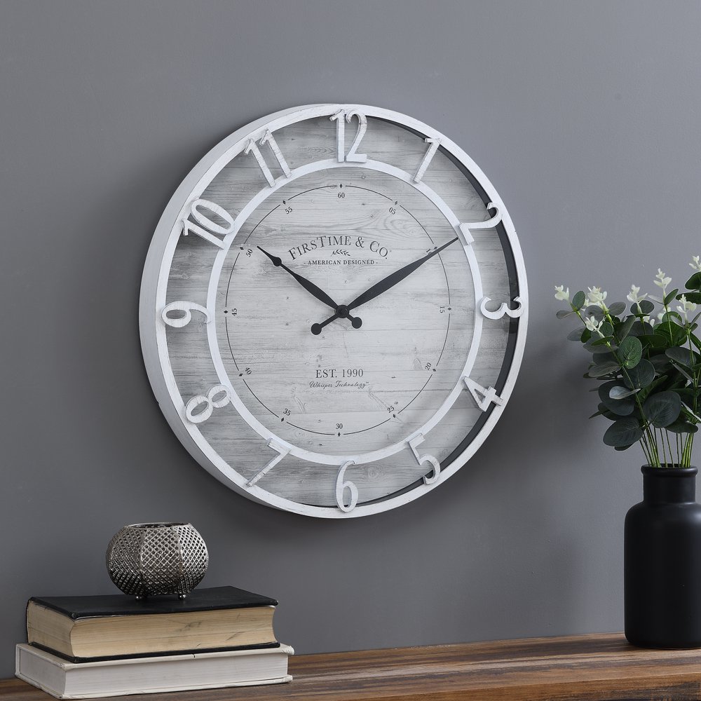 FirsTime & Co.® White Kensington Farmhouse Clock, American Crafted