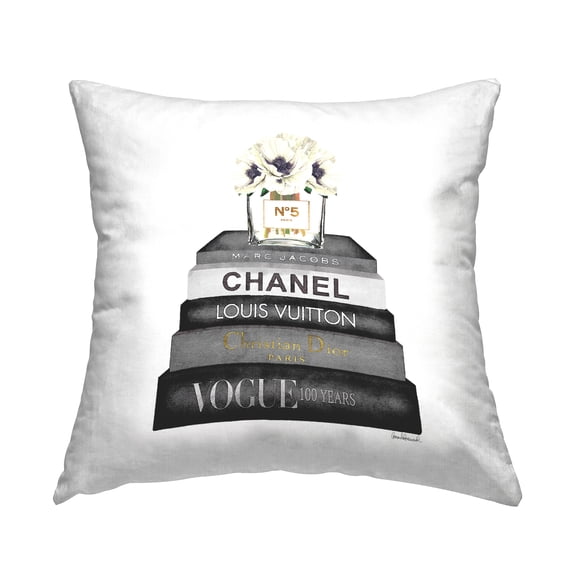 Stupell Industries Poppy Blossoms Chic Fashion Books Square Decorative Printed Throw Pillow, 18 x 18,