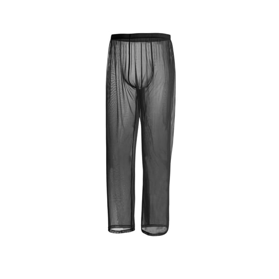 TANBOM Men's See Through Mesh Long Pants Lightweight Breathable Comfortable Black M