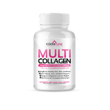 Multi Collagen Supplement, 5 Types of Collagen Peptides   Biotin, Hyaluronic Acid & Vitamin C, 2000mg Collagen, 120 Capsules