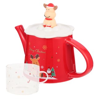 Didiseaon 1 Set Christmas Kettle Cup Christmas Tea Cup Merry Christmas Tea  Kettle Holiday Tea Kettle Xmas Tea Pot Christmas Coffee Cup Ceramic Teapot