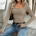 thumbnail image 4 of aidice Going out Tops for Women Casual Square Neck Long Sleeve Slim Fitting Comfy Trendy Tee Shirts, 4 of 8
