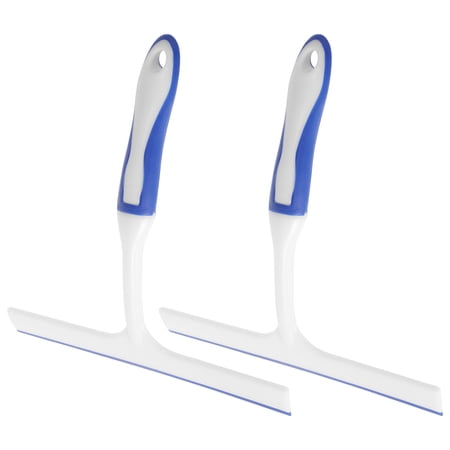 IDEANATEGRATE 2Set T-Shaped Car Window Squeegees for Windshield and Mirror Cleaning 9.4X8.9X0.4In PP Silicone White