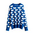 thumbnail image 4 of larppty Women's Cute Sweater Crewneck Long Sleeve Oversized Color Block Knit Pullover Fall Top Fashion (Blue, M), 4 of 4