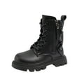 thumbnail image 2 of Fozruso Girls Fashion Ankle Boots With Side Zipper Leather Upper Lace Up Design For Autumn Winter Casual Wear And Outdoor Activities,Lace Up Combat Boots Sizes 10.5 Little Kid(4-4.5 Years), 2 of 6