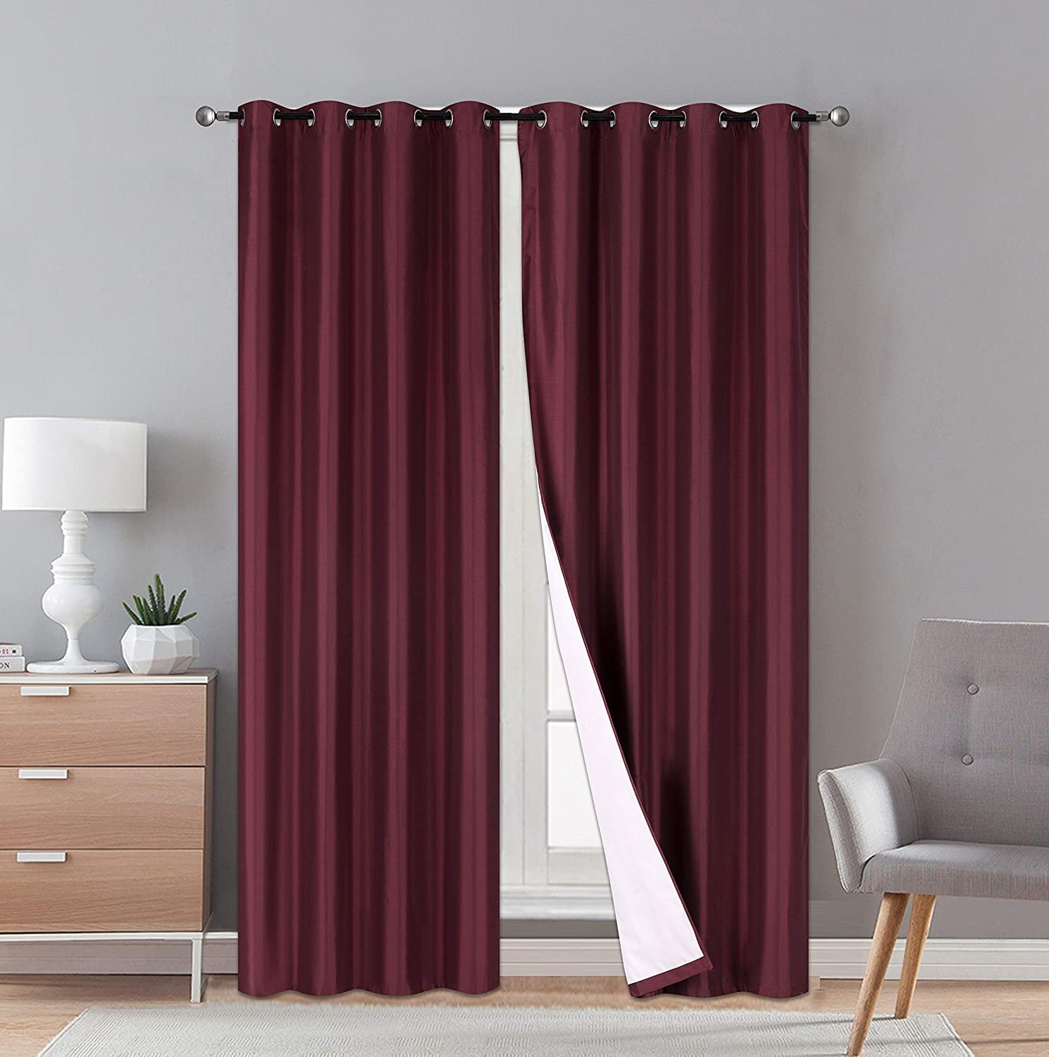 Faux Silk Room Darkening Curtains 2Panel Sets of 54x95 Room