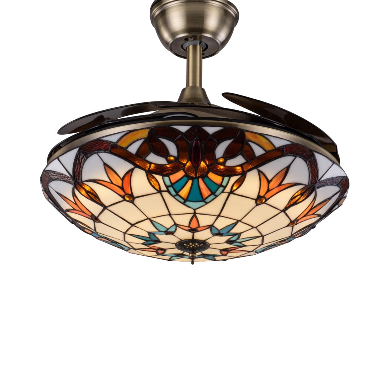 TCMT 42" Ceiling Fan with 3-Color Changed LED Light, Foldable Fan Blade