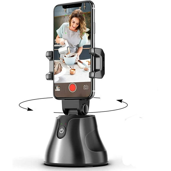 Selfie Stick Tripod 360°Rotation Auto Smart Face & Object Tracking Cell Phone Tripod Holder for Video Recording, Work with Tripod for iPhone Android - -