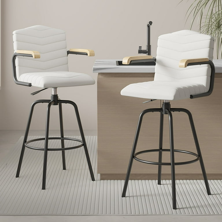 VECELO Set of Counter Height Swivel Bar Stools with Back and
