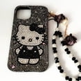 thumbnail image 5 of Bling Rhinestone Kitty Phone Case with Flower Pearl Lanyard, Luxury Handmade Sparkly Crystal Diamond Shockproof Protective Cover for iPhone 17 Pro Max 11 12 13 Mini 14 15 16 Plus 17 Air, 5 of 5