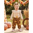 thumbnail image 5 of Cjfdfy Newborn Baby Girl Thanksgiving Fall Outfit Turkey Ribbed Long Sleeve Romper Print Pants and Bow Headband 3pcs Infant Cute My First Thanksgiving Fall Winter Outfits 0-18M, 5 of 9