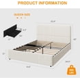 thumbnail image 2 of Queen Bed Frame with Headboard & Storage Drawers, Corduroy Upholstered Platform Bed, No Box Spring Needed, Noise-Free, Easy Assembly, Beige, 2 of 7
