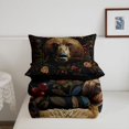 thumbnail image 5 of Manfei Farmhouse Bear Full Size Comforter Sets, Maximalist Floral Bedding Comforter Set, Dark Brown Black, Black Reversible, 3-Piece, 1 Comforter and 2 Pillowcases, 5 of 7