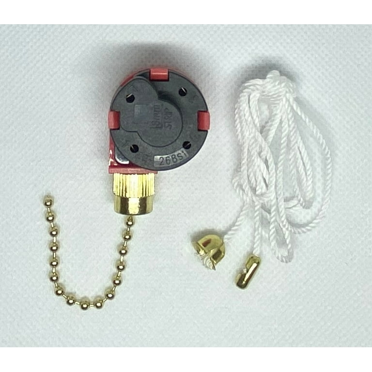 Zing Ear ZE-268S1 3-Speed Rotary Fan 4 Wire Replacement Speed Control  Ceiling Fan Switch Pull Chain Switch Gold Finish