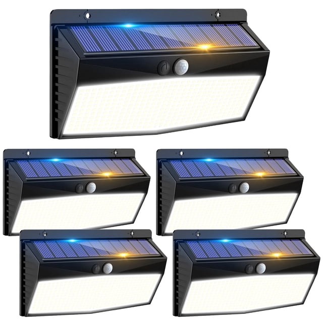 Paquete de 5 luces solares Peasur 368 LED con sensor de movimiento para exteriores