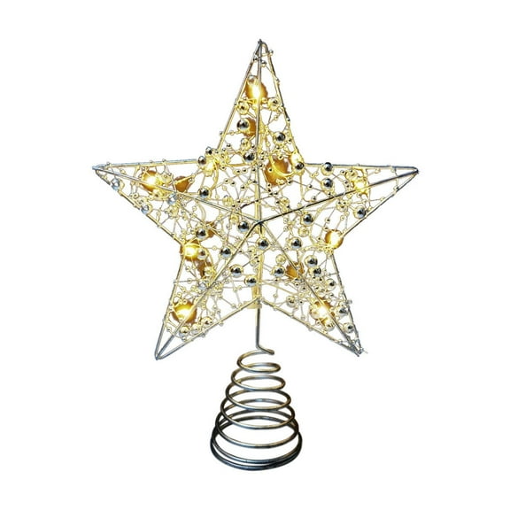 Leodye 1PCS Christmas Decoration Five Pointed Star Lamp Iron Star Decoration Christmas Tree Luminous Tree Top Star-7.87in*9.84in*2.36in