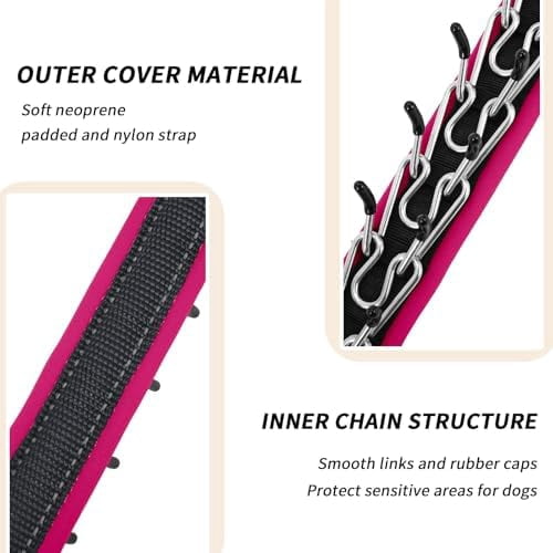 Martingale No Pull Dog Collar for Large Medium Small Dogs, Heavy Duty Nylon Reflective Adjustable Anti Pull Slip Collar with Buckle for Training Walking S Black Hot Pink
