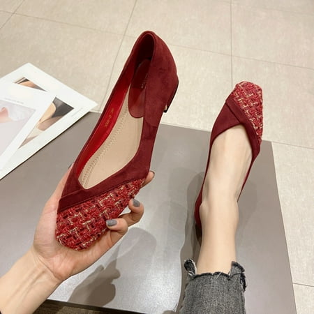

Women‘s Square Toe Comfy Shoes Slip-on Block Heel Closed Toe Fashion Shoes Women‘s Cozy Footwear