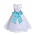 thumbnail image 3 of Ekidsbridal Satin White Spa Blue Tulle Rattail Flower Girl Dress Junior Bridesmaid Dance Recital Wedding Beauty Pageant Princess 829S 10, 3 of 3
