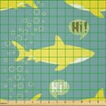 thumbnail image 2 of Ambesonne Shark Fabric by the Yard Microfiber, Friendly Yellow Fishes, 2 Yards, Sea Green Yellow, 2 of 2