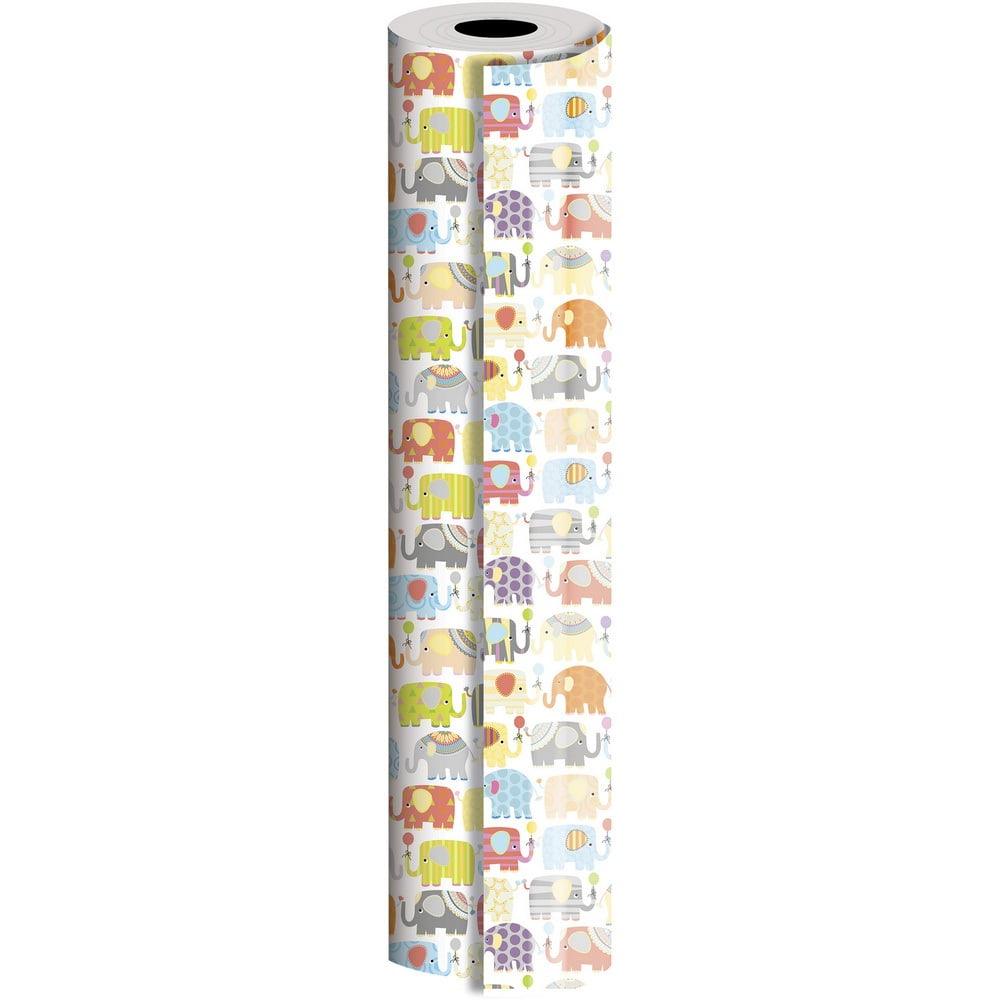 JAM Paper Industrial Bulk Wrapping Paper, 1/Pack, Elephant Parade Gift