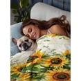 thumbnail image 3 of Sunflower Flat Sheet Only Twin Size, Soft Breathable Bed Top Sheets for Mattress, Country Botanical Yellow Green Floral Leaf Luxury Bedding Flat Sheets for Home Hotel Bedroom Bed Protection, 3 of 9