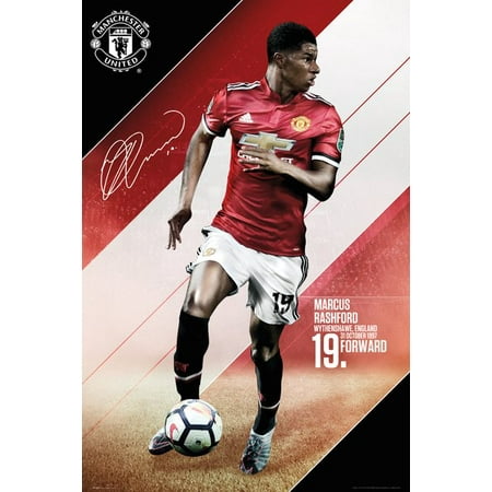 Manchester United Replica Manchester United - Soccer / Sports Poster (Marcus Rashford - Season 2017 / 2018) (Size: 24