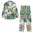 thumbnail image 2 of DISNIMO Butterfly Mandala Flower Printed Pajama for Women 2 Piece Pj Sets Long Sleeve Top Wide Leg Pants Lounge Set with Pocket Button Down Sleepwear Casual Comfywear, Available in Plus Size, L, 2 of 7