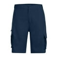 thumbnail image 3 of HKYNLAG Cargo Shorts for Men Summer Elastic Waist Knee Length Bermuda Shorts Lightweight Work Long Shorts Big and Tall Cargo Shorts with Pockets Navy XL, 3 of 5