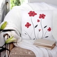 thumbnail image 4 of Red Spring Floral Throw Pillow Covers, Soft Pillowcases with Invisible Zipper, Pastoral Summer Botanical Elegant Decorative Square Pillow Cushion Covers for Living Room Couch Sofa Bed 18x18 Inches, 4 of 8
