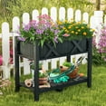 thumbnail image 2 of Gymax HIPS Raised Garden Bed Poly Wood Elevated Planter Box w/ Legs & Storage Shelf Black, 2 of 10