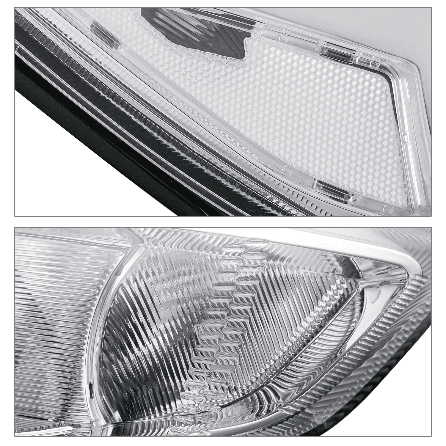 M-AUTO Headlights Assembly for Halogen Model 2015 2016 2017 2018 Ford Focus, Chrome Housing Clear Lens Clear Corner