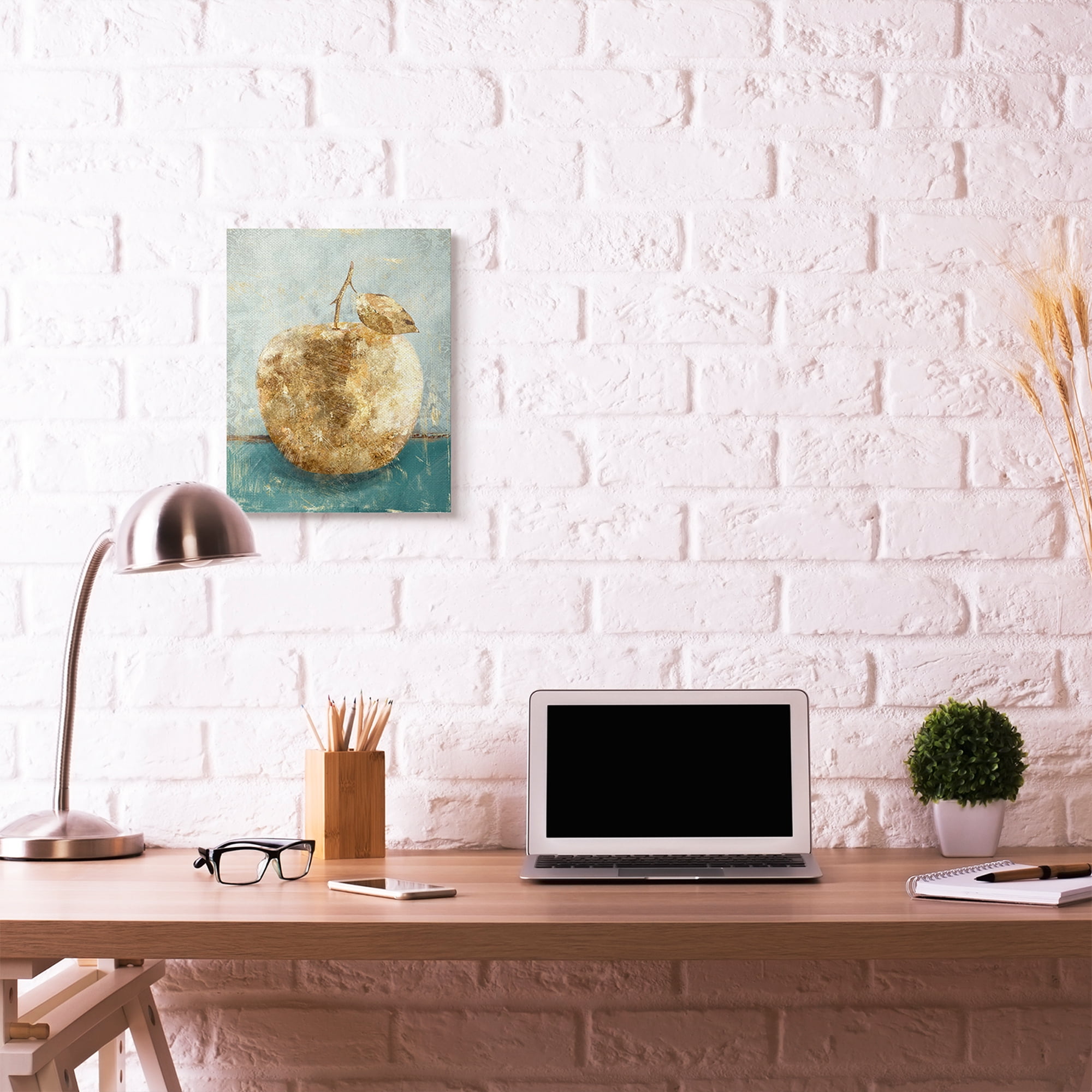 Stupell Home Décor Golden Apple Green Textured Food Painting Canvas Wall Art by Main Line Studio