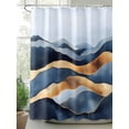 thumbnail image 2 of Abstract Graffiti Shower Curtain, Blue Gold Stripe Water Ripples Waterproof Shower Curtain Set with 12 Hooks Lightweight Washable Fabric Shower Curtains for Bathroom 60x72 Inches, 2 of 6