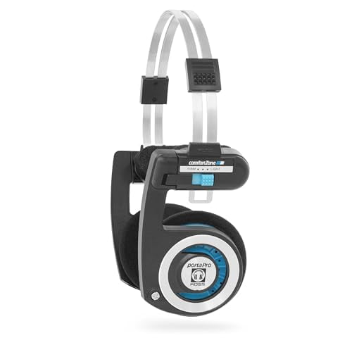 Koss Porta Pro Wireless 2.0 Auriculares supraaurales Bluetooth, batería de más de 20 horas, carga USB-C, micrófono, paso de audio analógico, estilo retro, negro