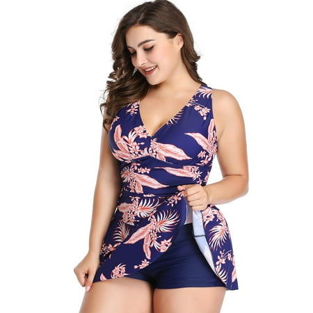 Kawell - Plus Size Swimsuit for Women, Tummy Control Swimdress Two ...