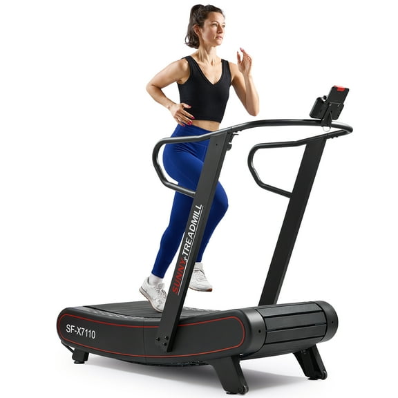 Sunny Health & Fitness Smart Ultra Manual Treadmill, Curved, Non-Motorized, High-Intensity with 8 Levels of Magnetic Resistance - SF-X7110