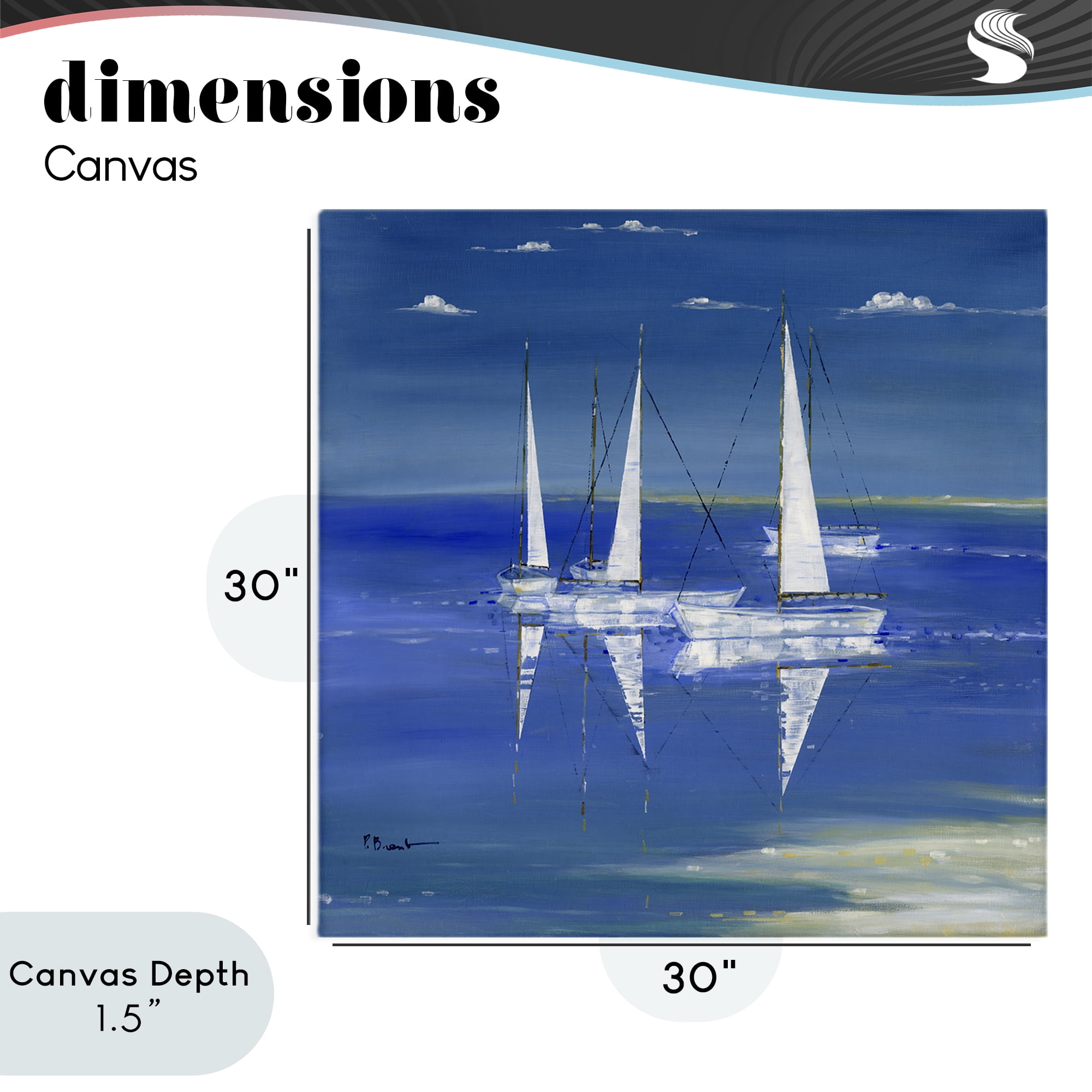 Stupell Industries Serenity Sailboats Reflected on Water Canvas Wall Art, design by Paul Brent