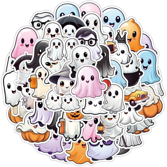 Hzzsbu 50 Pcs Luminous Ghost Vinyl Stickers, Waterproof Aesthetic Decals For Water Bottle Laptop Home Layout
