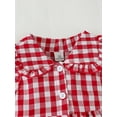 thumbnail image 5 of 18 Months Baby Girls Dress Toddler Girls Summer Plaid Dress 24 Months Girls Flying Sleeve Lapel Dress with Headband Red, 5 of 7