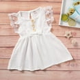 thumbnail image 2 of AMERTEER Robe d'Été Sans Manches en Coton et Lin pour Bébé Fille Robe Décontractée à Bords en Dentelle Robe Nœud, 2 of 7