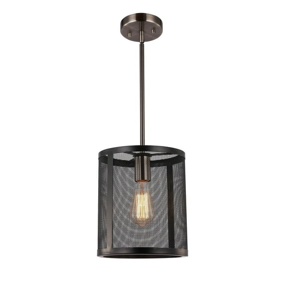 Woodbridge Lighting Drake Mid Pendant with ST64 Bulb in Antique Nickel/Black