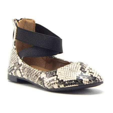 

Little Girls Dana Ankle High Strappy Round Toe Mary Jane Dress Flats Shoes Python 4
