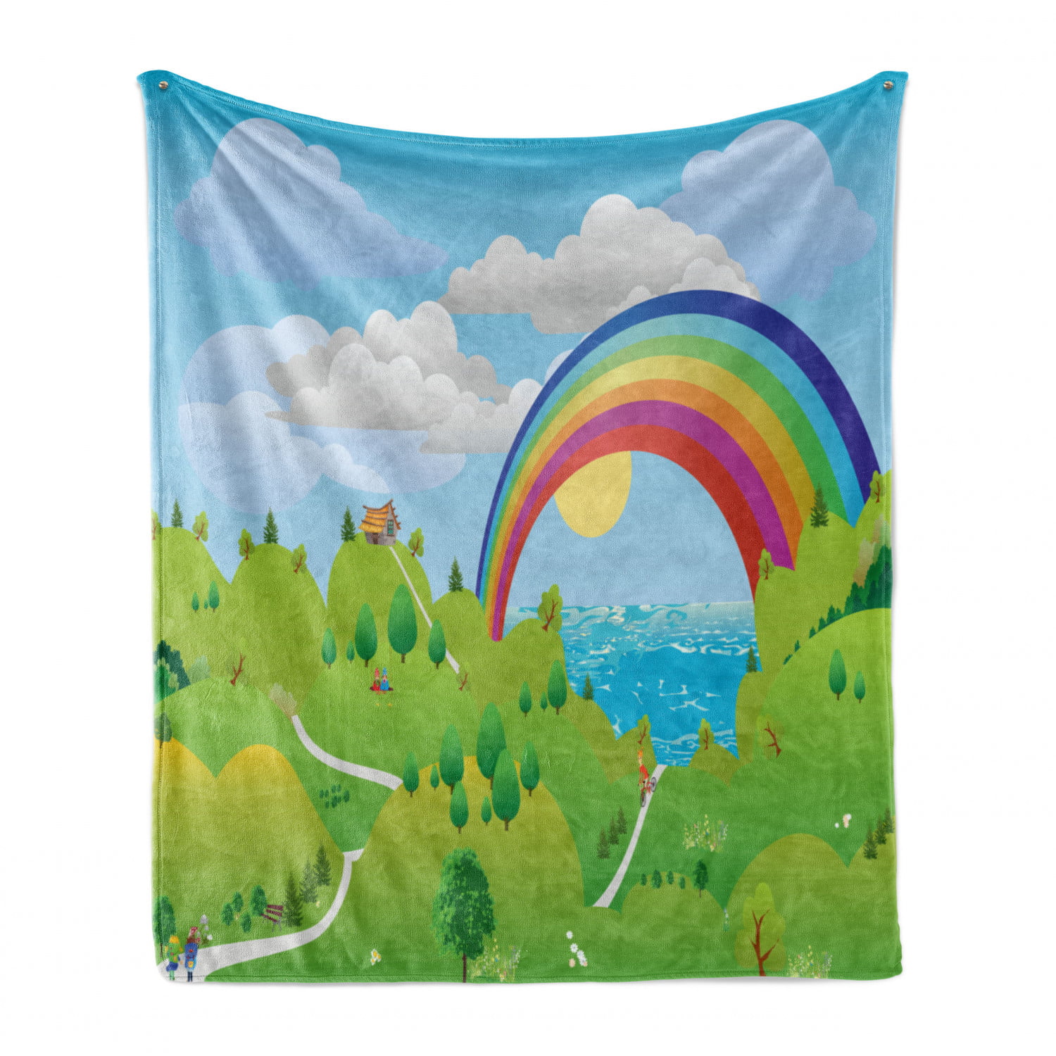 Demonstration of Land Elements Funny Unicorns and Rainbows Ambesonne Fantasy World Soft Flannel Fleece Throw Blanket White Multicolor 50 x 60 Cozy Plush for Indoor and Outdoor Use 