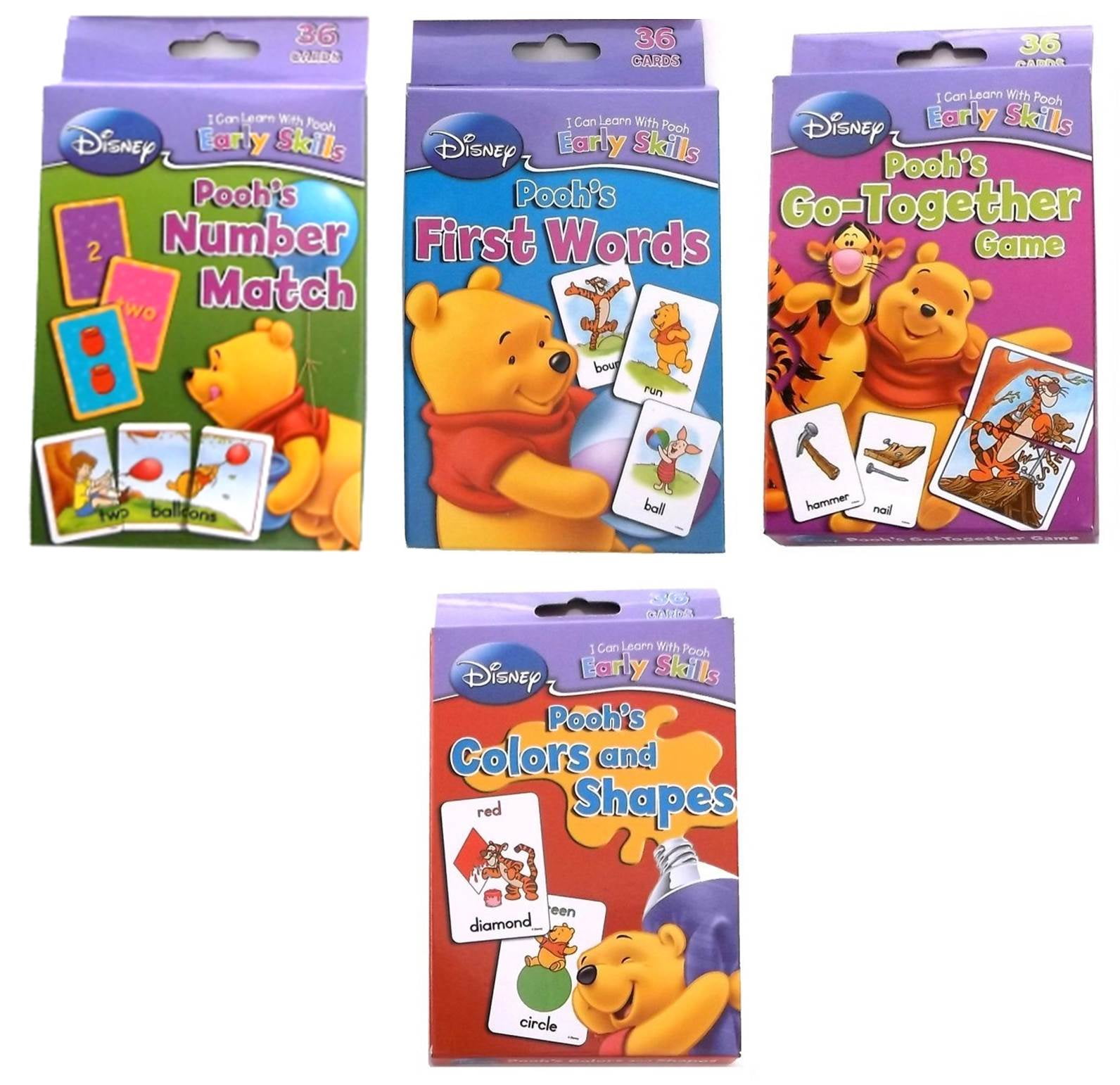Disney Winnie the Pooh Flash Cards Colors And Shapes Go together Number Match 